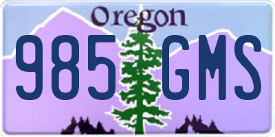 OR license plate 985GMS