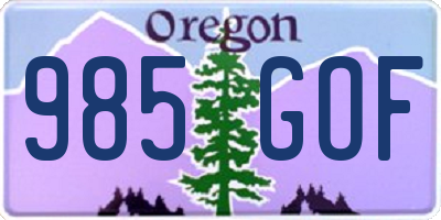 OR license plate 985GOF