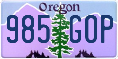 OR license plate 985GOP