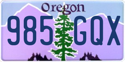 OR license plate 985GQX