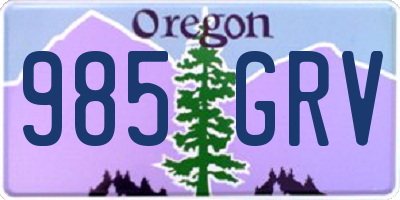 OR license plate 985GRV