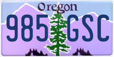 OR license plate 985GSC