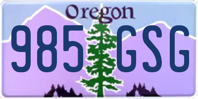 OR license plate 985GSG