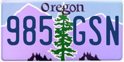 OR license plate 985GSN
