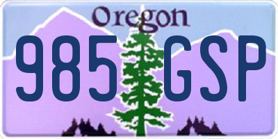 OR license plate 985GSP