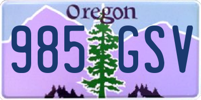 OR license plate 985GSV