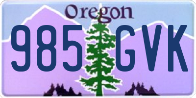 OR license plate 985GVK