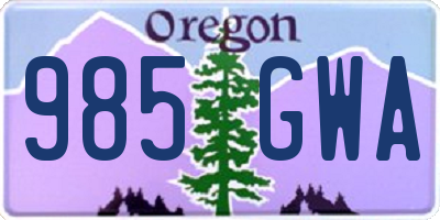 OR license plate 985GWA