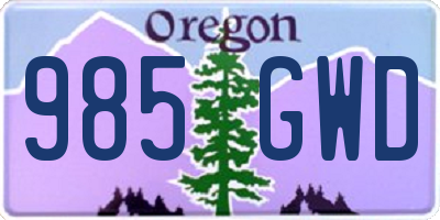 OR license plate 985GWD