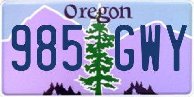 OR license plate 985GWY