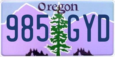 OR license plate 985GYD