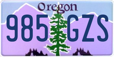 OR license plate 985GZS