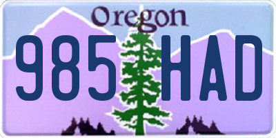 OR license plate 985HAD