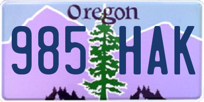 OR license plate 985HAK
