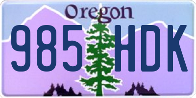 OR license plate 985HDK