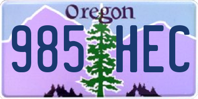 OR license plate 985HEC