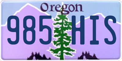OR license plate 985HIS