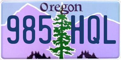 OR license plate 985HQL