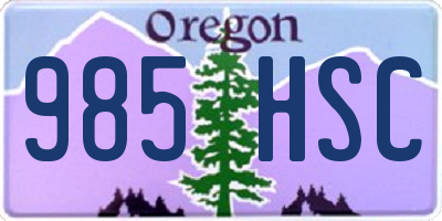 OR license plate 985HSC