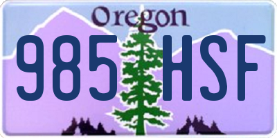OR license plate 985HSF