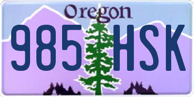 OR license plate 985HSK