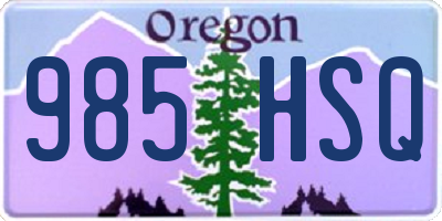 OR license plate 985HSQ