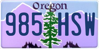 OR license plate 985HSW