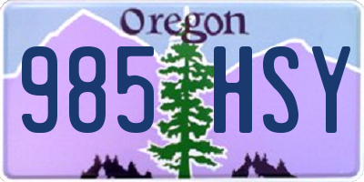 OR license plate 985HSY