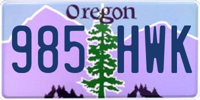 OR license plate 985HWK