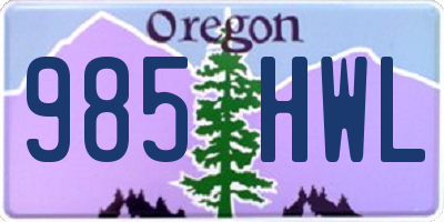 OR license plate 985HWL