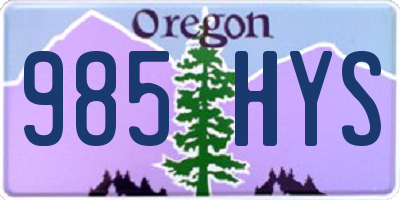 OR license plate 985HYS