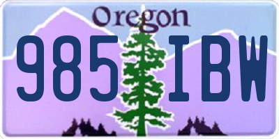 OR license plate 985IBW