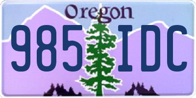 OR license plate 985IDC