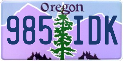 OR license plate 985IDK