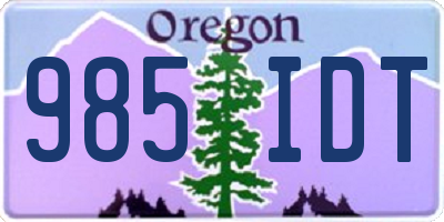 OR license plate 985IDT