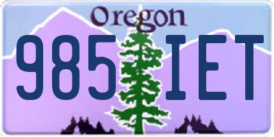 OR license plate 985IET