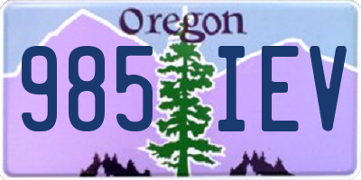 OR license plate 985IEV