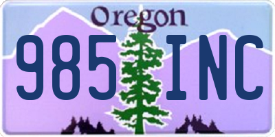 OR license plate 985INC
