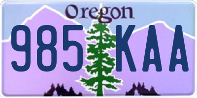 OR license plate 985KAA