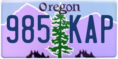 OR license plate 985KAP
