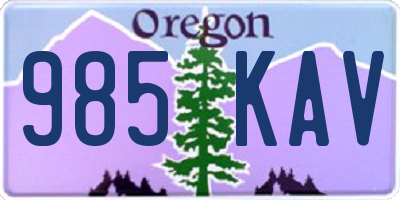 OR license plate 985KAV
