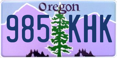 OR license plate 985KHK