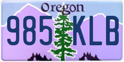 OR license plate 985KLB