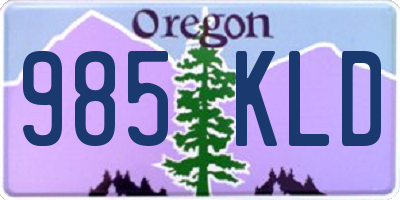 OR license plate 985KLD