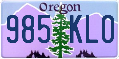 OR license plate 985KLO