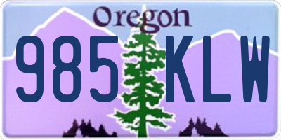 OR license plate 985KLW
