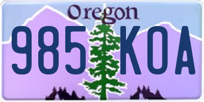 OR license plate 985KOA