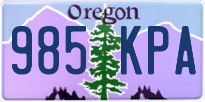 OR license plate 985KPA
