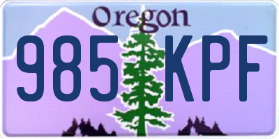 OR license plate 985KPF