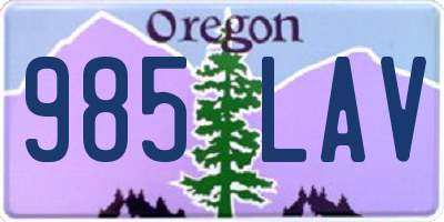 OR license plate 985LAV